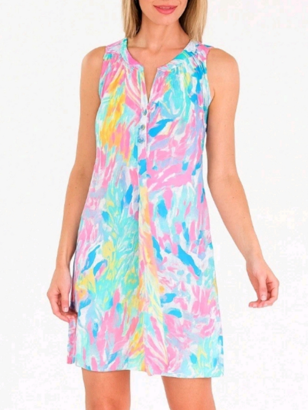 Lilly Pulitzer Essie Sleeveless Shift Dress Size Small Sparkling Sands Beachy